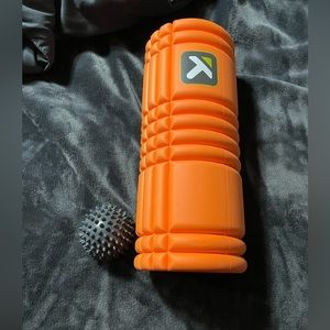 Trigger point foam roller and spiky hard massage ball.